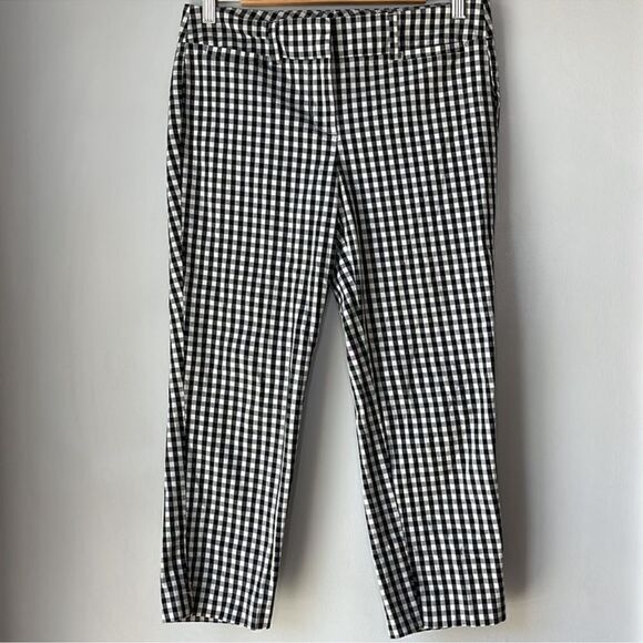 Ann Taylor Black White Checkered Cotton Blend Pants - Picture 7 of 12